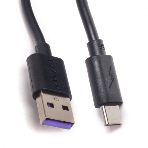 Интерфейсный кабель Awei USB-A/Type-C to Type-C CL-113T 2.4A/5A 30cm Чёрный фото 4