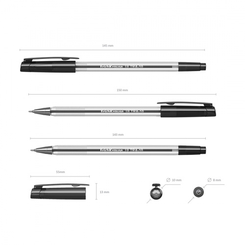 Ручка шариковая ErichKrause® ULTRA-10, цвет чернил черный (в коробке по 12 шт.) фото 3
