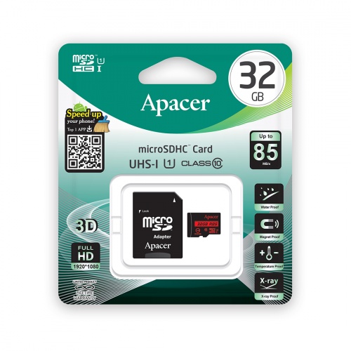 Карта памяти Apacer AP32GMCSH10U5-R 32GB + адаптер фото 3