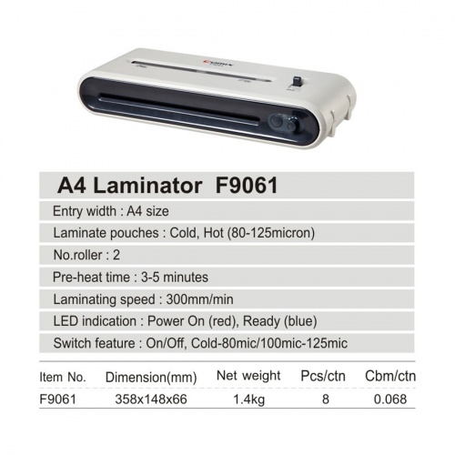 Ламинатор COMIX F9061 А4, 2 вала, 80-125 мкм, 30 см/мин. фото 3