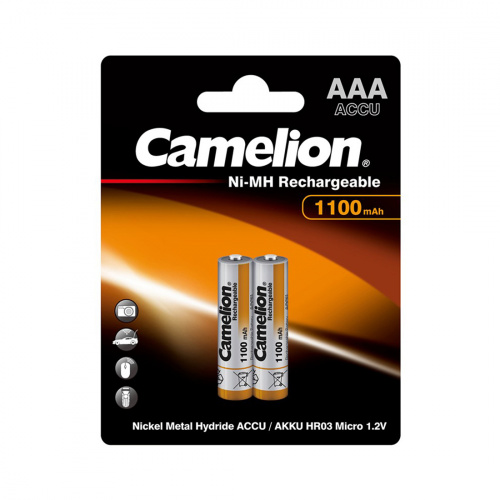 Аккумулятор CAMELION Rechargeable Ni-MH NH-AAА1100BP2 2 шт. в блистере фото 2