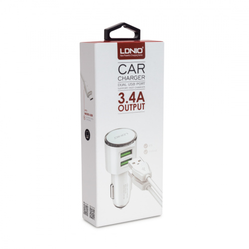 Автомобильное зарядное устройство LDNIO DL-C29 2*USB Type-C Белый фото 4