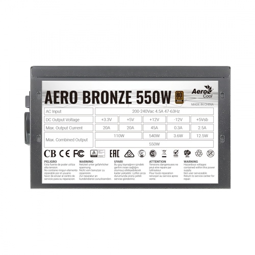 Блок питания Aerocool AERO BRONZE 550W фото 4