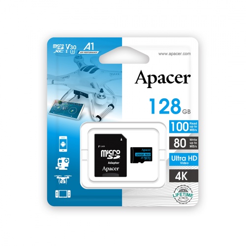 Карта памяти Apacer AP128GMCSX10U7-R 128GB + адаптер фото 3
