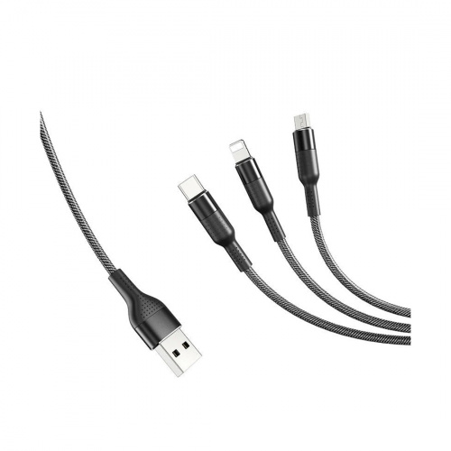 Интерфейсный кабель Awei CL-972 3 in 1 120W 2.0A 1.2m Чёрный фото 3