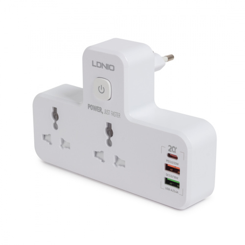 Сетевой фильтр LDNIO Universal SC2311 2 розетки 2*USB быстрой зарядки PD/QC 1 USB-C/A фото 2