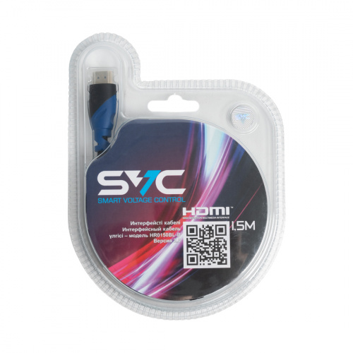 Интерфейсный кабель HDMI-HDMI SVC HR0150BL-B, 30В, Синий, Блистер, 1.5 м фото 2