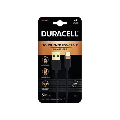 Интерфейсный кабель Duracell USB6061A USB-A to USB-C Черный фото 3