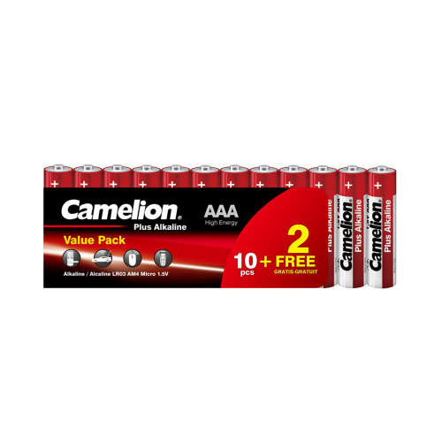 Батарейка CAMELION Plus Alkaline LR03-SP10+2 12 шт. в плёнке фото 2